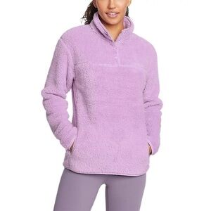 Eddie Bauer Purple Fast Plush Fleece Snap Mock Neck Cozy Soft Pullover Medium